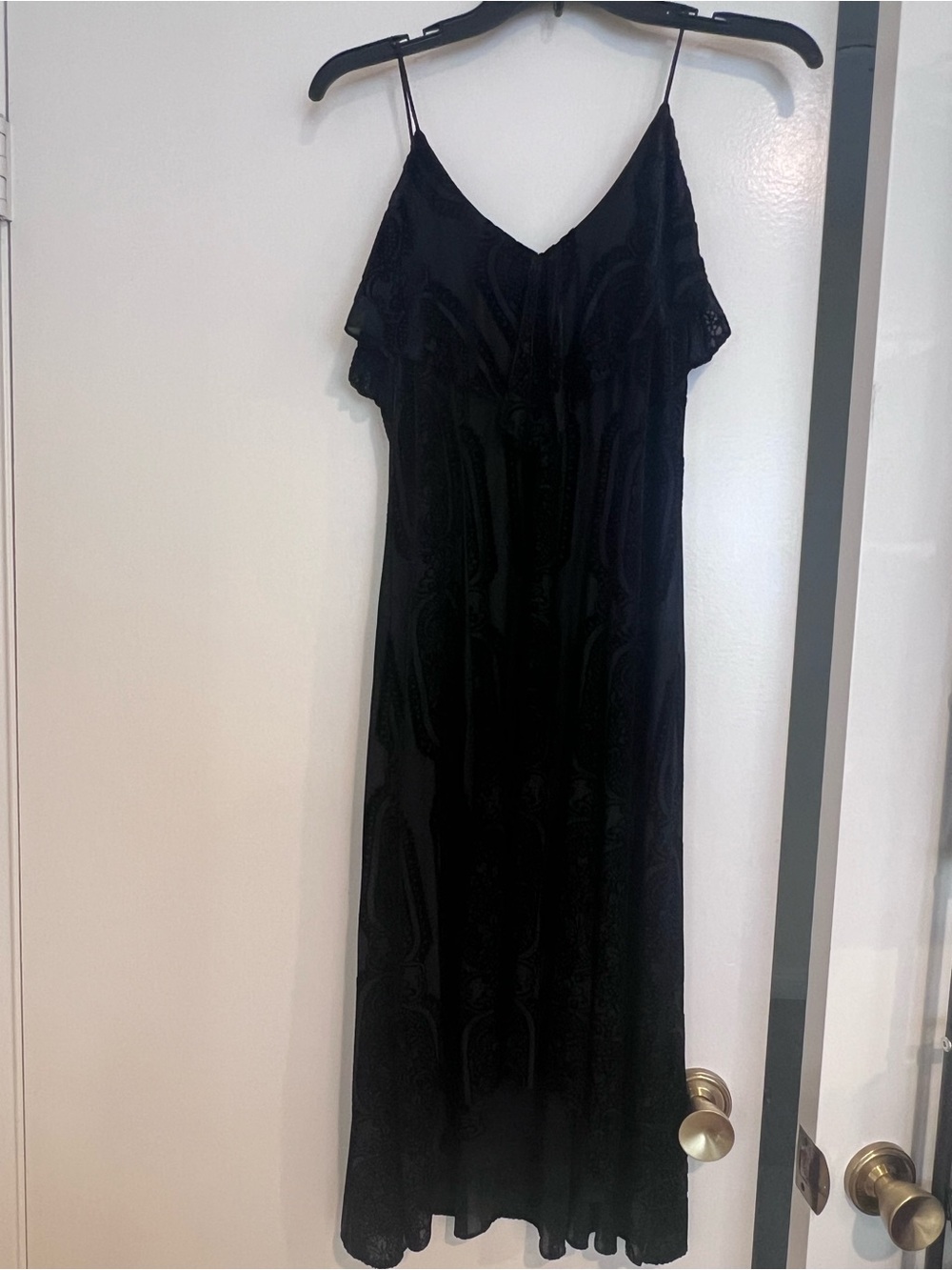 Shoshanna Black Maxi Slip Dress with Spaghetti Straps